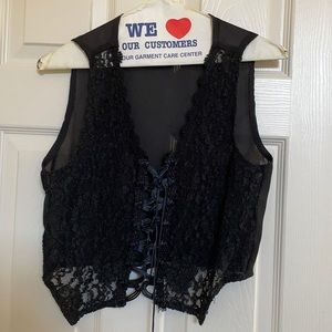 Lace and sheer back black vest pull over.
